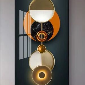 Walls Circular Elegance Art in Orange and Gold